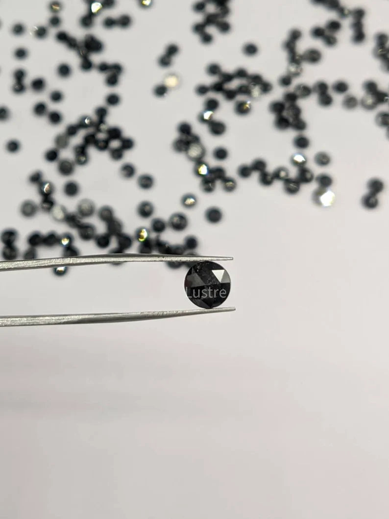 Black Rose Cut Diamond Cabochon Loose 2,5 mm Faceted Diamond Raw Rough Diamond