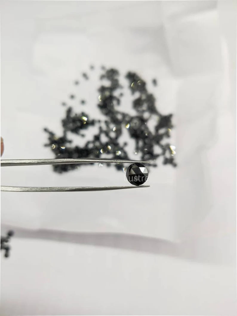 Black Rose Cut Diamond Cabochon Loose 2,5 mm Faceted Diamond Raw Rough Diamond