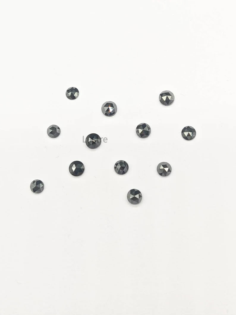 Black Rose Cut Diamond Cabochon Loose 2,5 mm Faceted Diamond Raw Rough Diamond