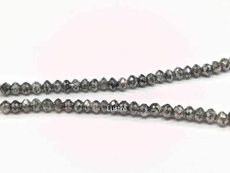 Dark Gray Round Diamond Bead 2.5 - 3.5 mm Natural Dark Grey Faceted Diamond Beads