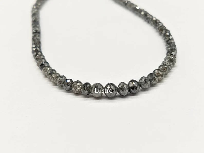 Dark Gray Round Diamond Bead 2.5 - 3.5 mm Natural Dark Grey Faceted Diamond Beads