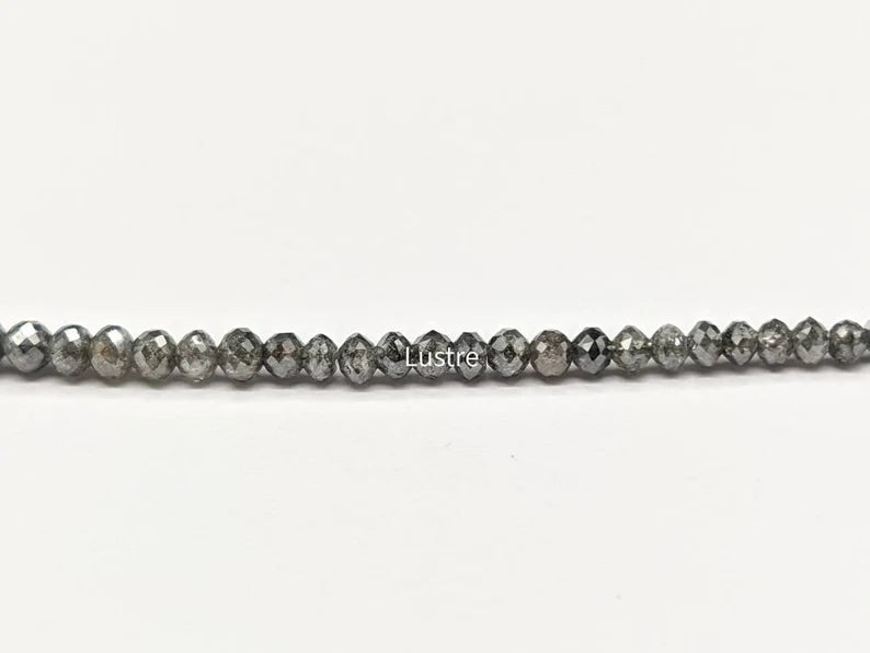 Dark Gray Round Diamond Bead 2.5 - 3.5 mm Natural Dark Grey Faceted Diamond Beads
