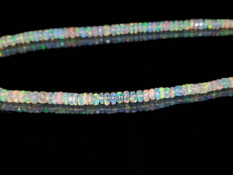 Excellent Flashy Ethiopian Opal Faceted Rondelle Bead 100% Natural Fire Opal Bead Ethiopia Opal Bead