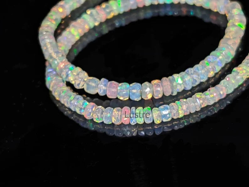 AAA+ Flashy Ethiopian Opal Faceted Rondelle Beads 100% Natural ethiopia Opal bead ethiopia fire opal bead