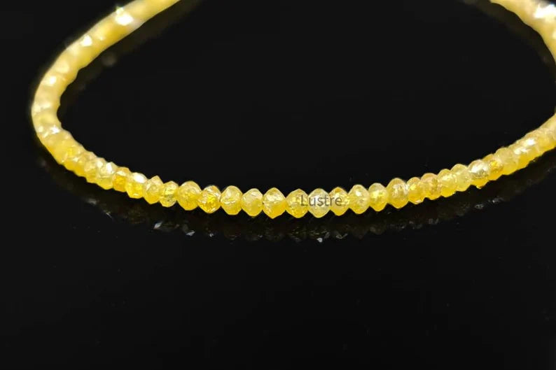 Yellow Diamond Beads Faceted 1.8 - 2.4 mm Rondelle Diamond Bead Strands For Jewelry Making