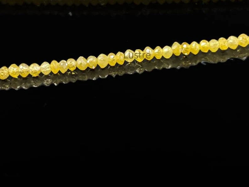 Yellow Diamond Beads Faceted 1.8 - 2.4 mm Rondelle Diamond Bead Strands For Jewelry Making
