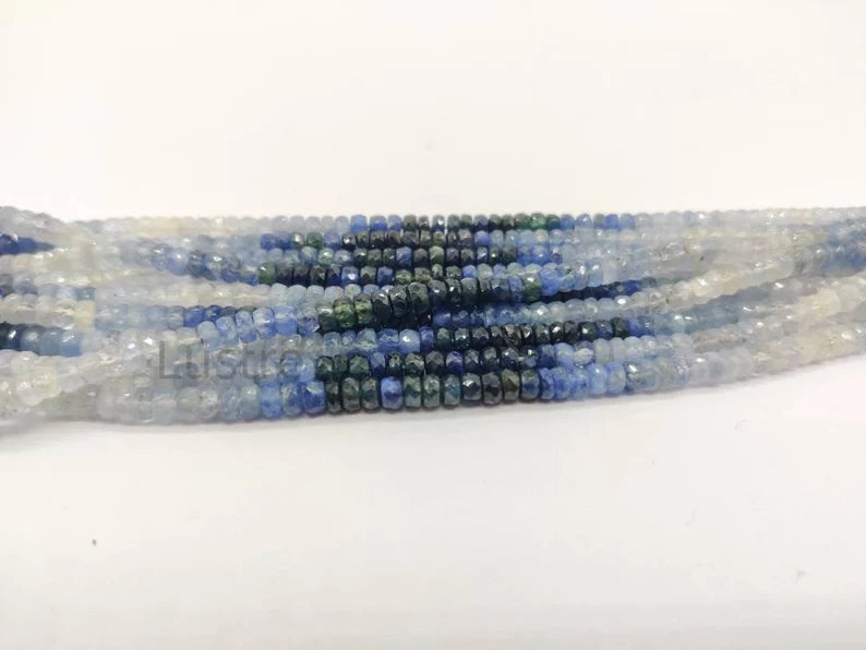 Blue Sapphires Ombre Sapphire Faceted 4 - 5 mm Rondelle Shaded Beads For Jewelry Making
