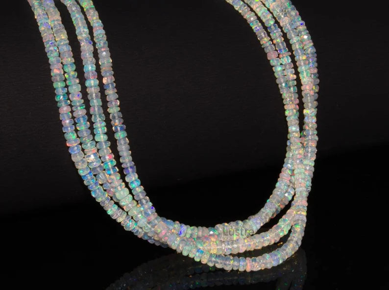 AAA+ Flashy Ethiopian Opal Faceted Rondelle Beads 100% Natural ethiopia Opal bead ethiopia fire opal bead
