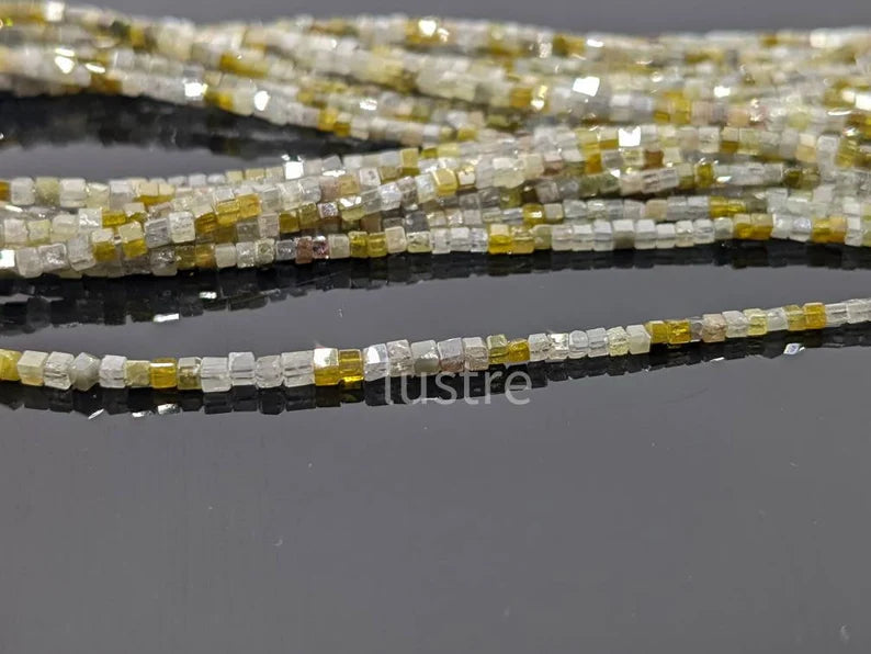 100% Natural Multi Cube Diamond Bead 1.5 - 2.5 mm Cube Diamond Bead 14 Inches Strands