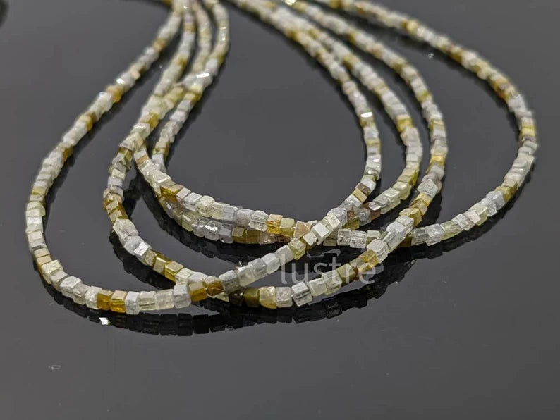 100% Natural Multi Cube Diamond Bead 1.5 - 2.5 mm Cube Diamond Bead 14 Inches Strands