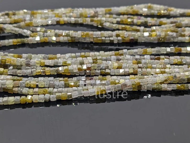 100% Natural Multi Cube Diamond Bead 1.5 - 2.5 mm Cube Diamond Bead 14 Inches Strands
