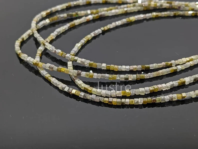 100% Natural Multi Cube Diamond Bead 1.5 - 2.5 mm Cube Diamond Bead 14 Inches Strands