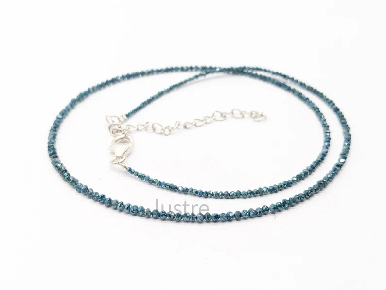 AAA+ Quality Blue Diamond Faceted Rondelle 1.8 - 2.4 mm Bead 16 Inches Necklace