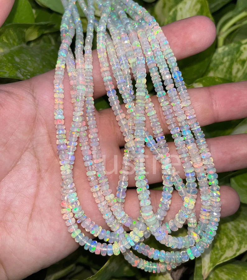 AAA+ Flashy Ethiopian Opal Faceted Rondelle Beads 100% Natural ethiopia Opal bead ethiopia fire opal bead