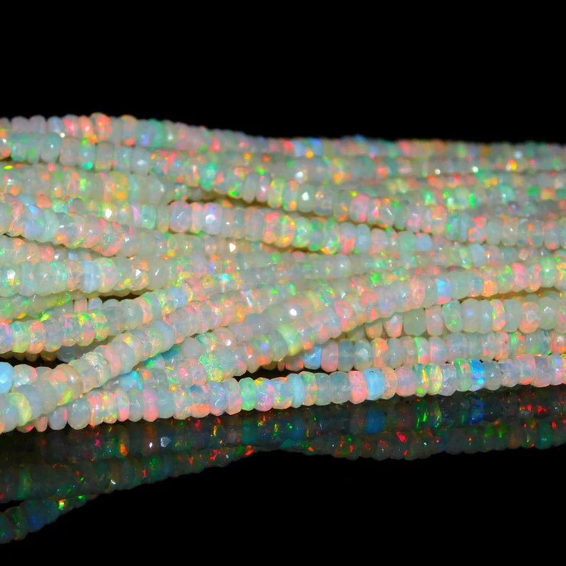 Ethiopian Opal Faceted Rondelle Bead 4 - 5 mm Ethiopia Opal Bead Faceted Bead