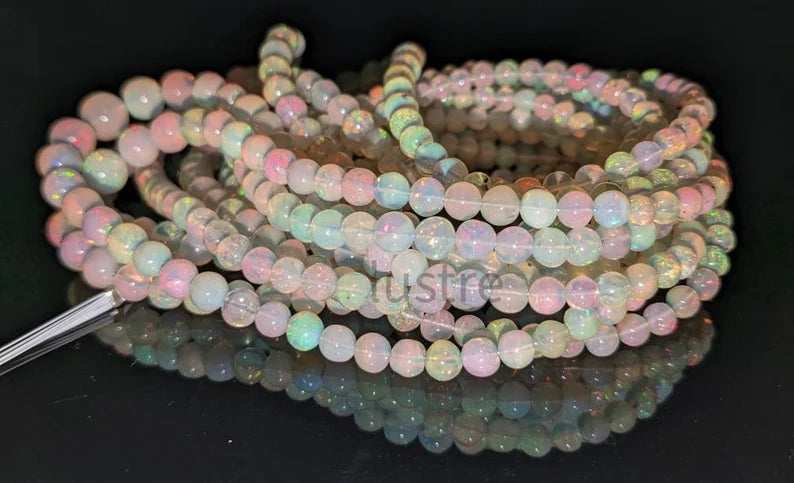 Ethiopian Opal Beads AAA+ Welo Fire Quality Ethiopia Opal Beads 100% Natural Ethiopian Opal Smooth Round Beads