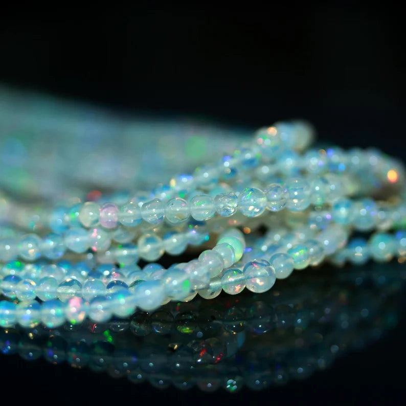 Ethiopia Opal Bead Natural Welo Fire Opal Bead AAA+ Welo Fire Ethiopian Opal Smooth Round Bead