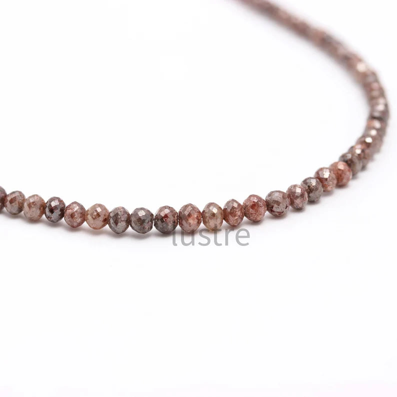 Natural Champagne Red Diamond Bead 4 mm Round Faceted Bead 15 Inches Strands