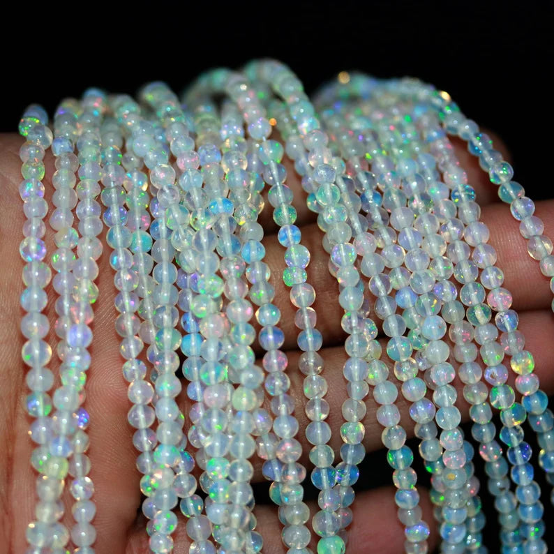 Ethiopia Opal Bead Natural Welo Fire Opal Bead AAA+ Welo Fire Ethiopian Opal Smooth Round Bead