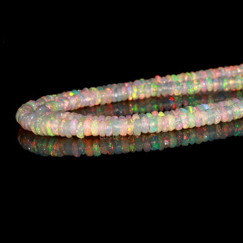Ethiopian Opal Faceted Rondelle Beads AAA+ Quality Fire Opal Bead Ethiopia Opal Bead