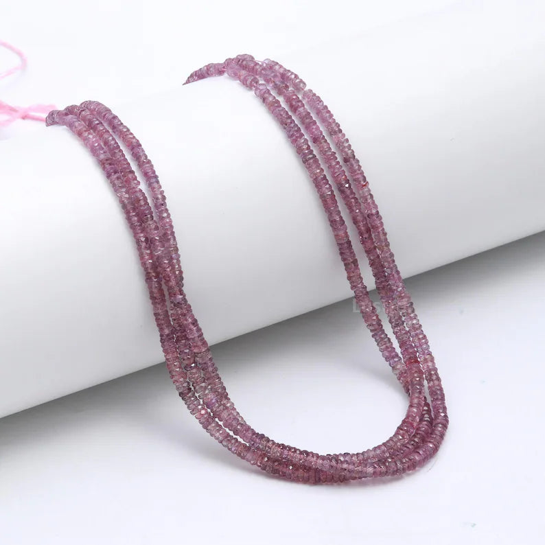 Pink Sapphire Faceted Rondelle 2.5 - 3.5 mm Bead Loose Sapphire Beads For Jewelry Making