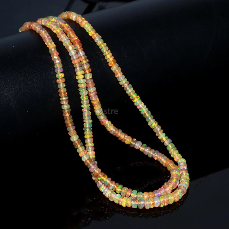Ethiopian Opal Faceted Rondelle Beads 100% Natural Ethiopia Opal Beads