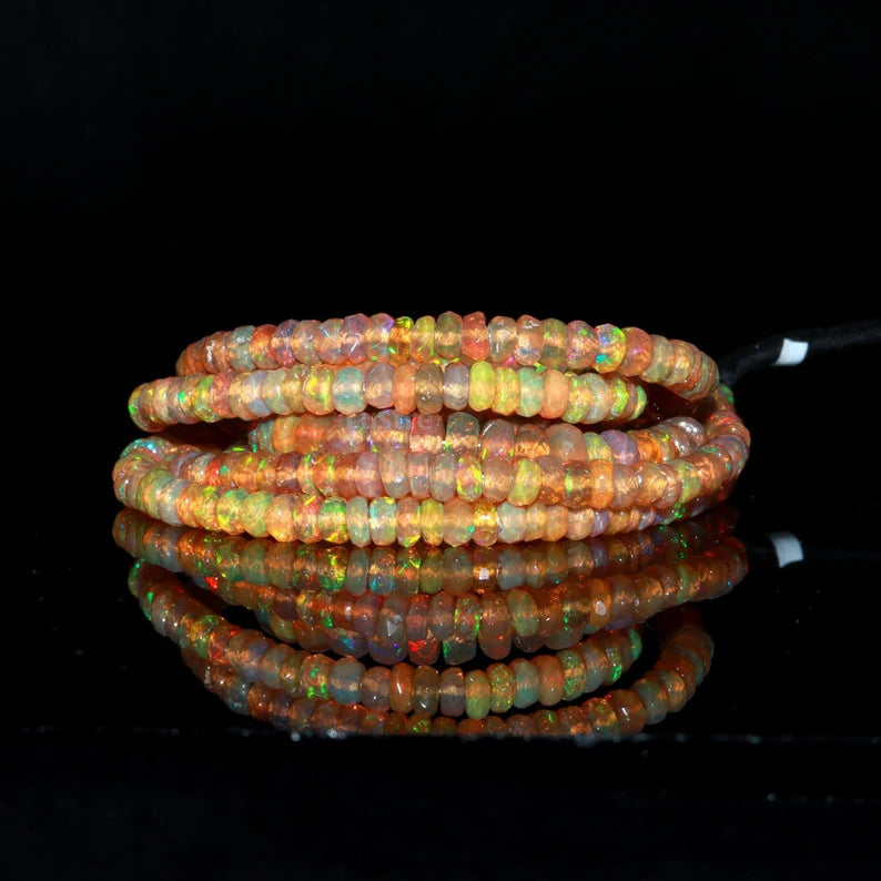 Ethiopian Opal Faceted Rondelle Beads 100% Natural Ethiopia Opal Beads