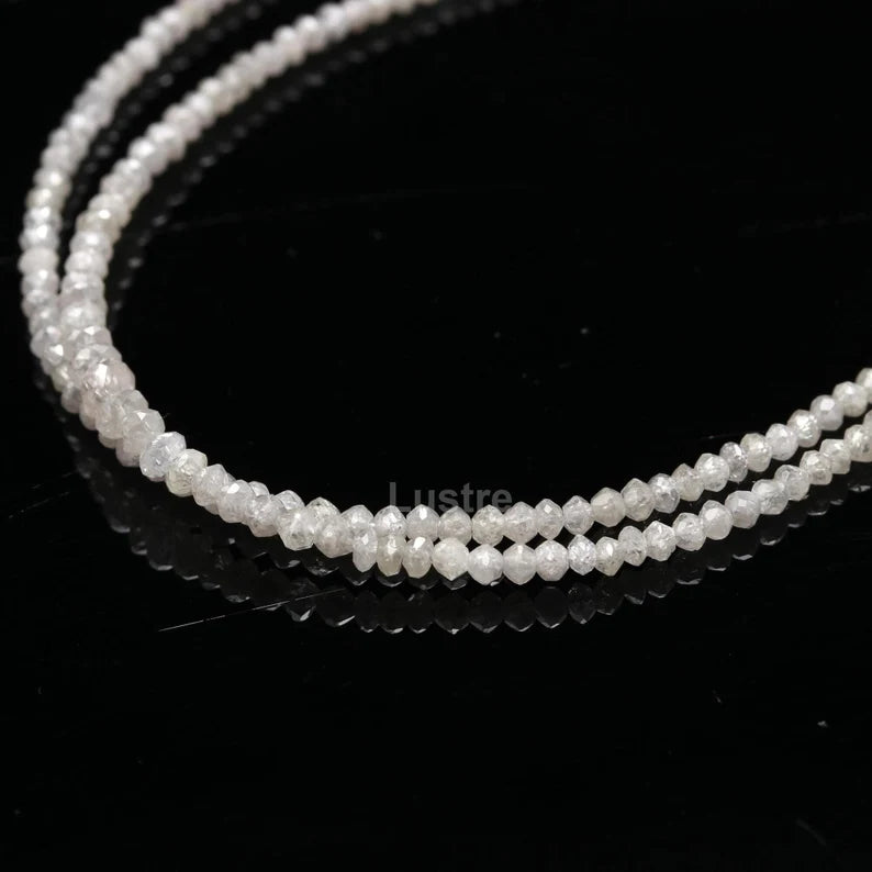 100% Natural White Diamond Bead 1.5 - 2.5 mm faceted rondelle 16 Inches Strands