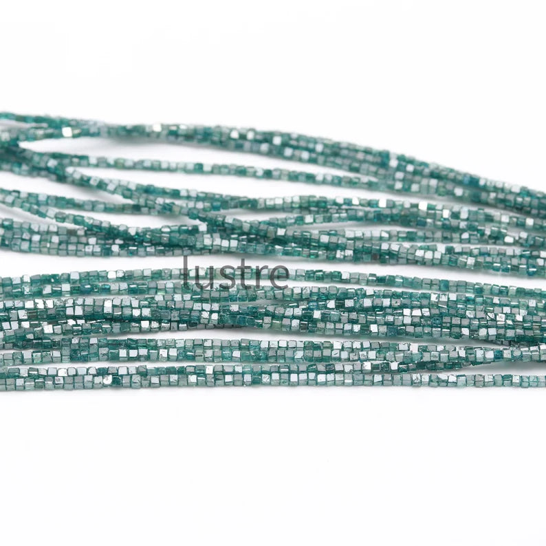 Blue Diamond Natural Beads 1.5 - 2.5 mm Faceted Box Cube Beads Strands For Jewelry Making