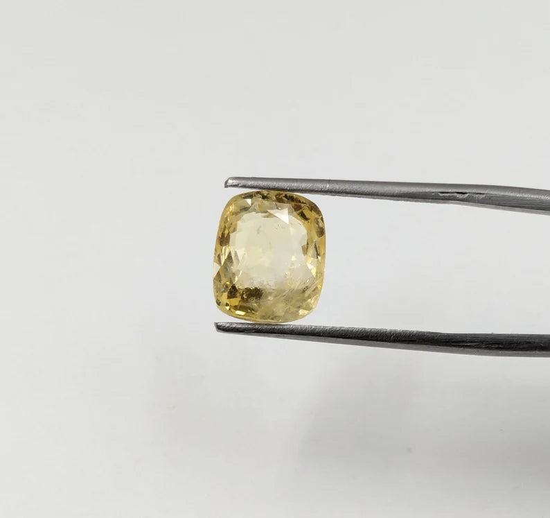 Yellow Sapphire Loose Gemstone Rectangle Faceted 9 x 10 mm Unheated Gemstone