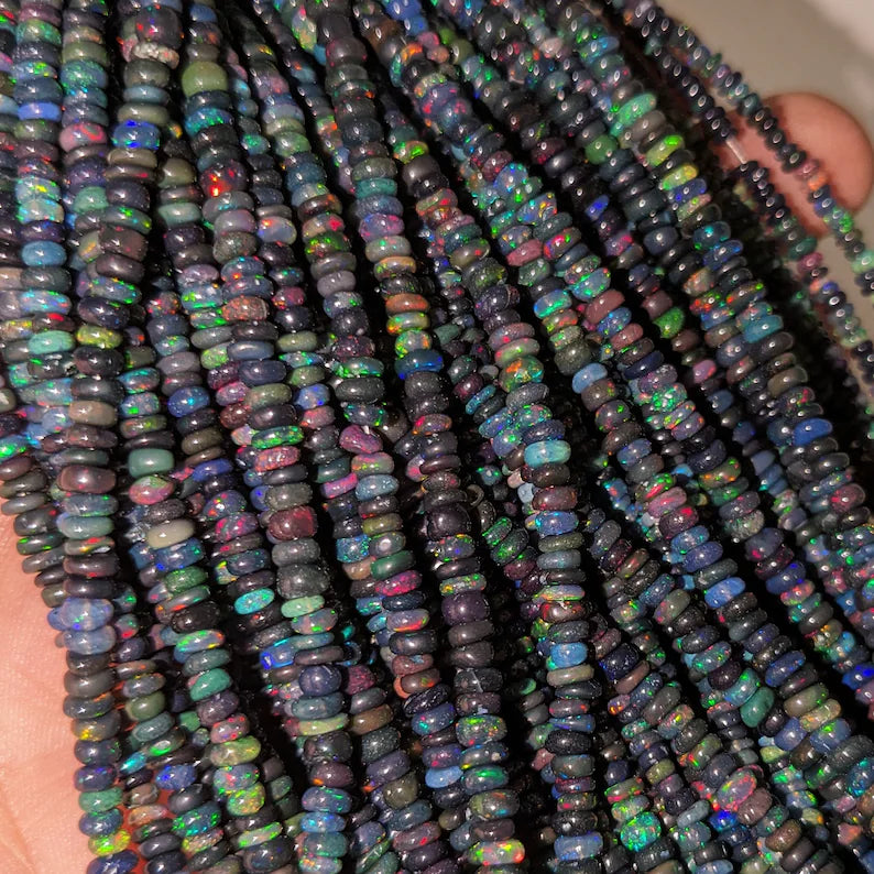 Ethiopian Opal Smooth Ethiopian Opal Rondelle Beads 3 - 5 mm Plain Welo 16 Inches Strands