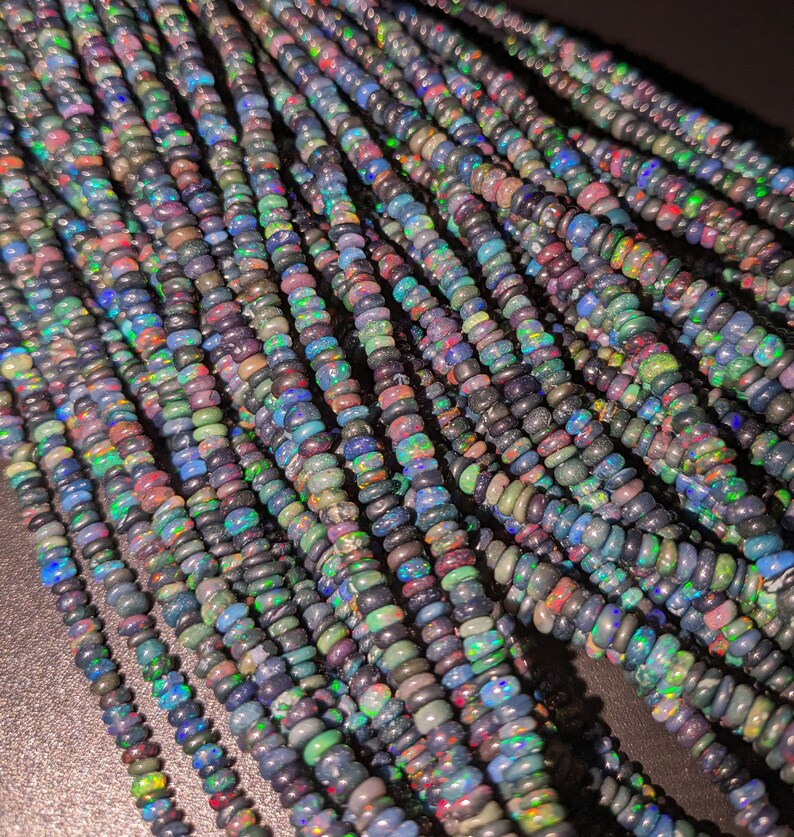 Ethiopian Opal Smooth Ethiopian Opal Rondelle Beads 3 - 5 mm Plain Welo 16 Inches Strands