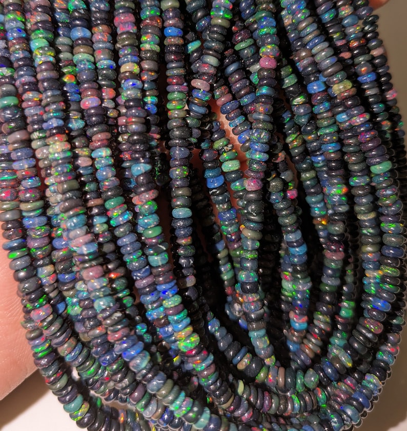 Ethiopian Opal Smooth Ethiopian Opal Rondelle Beads 3 - 5 mm Plain Welo 16 Inches Strands