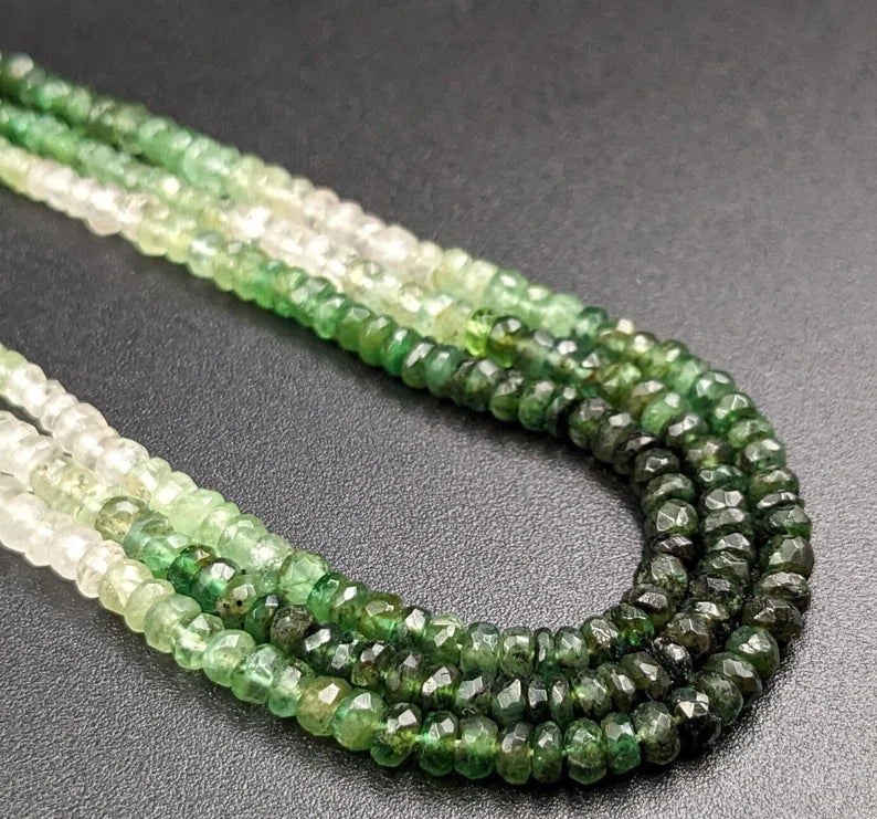 Emerald Faceted Rondelle 2 - 3.5 mm Shaded Emerald Beads Strands For Jewelry Making