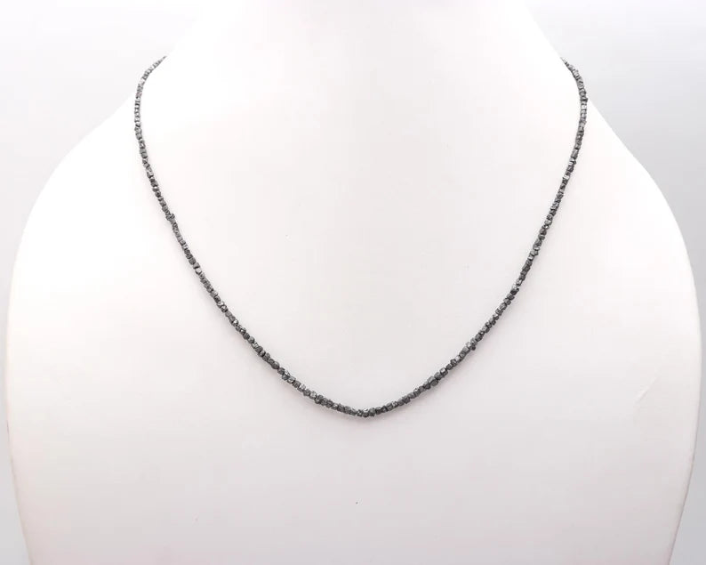 Black Raw Rough Diamonds Bead 1.5 - 2.5 mm Uncut Diamond 16 Inches Necklace