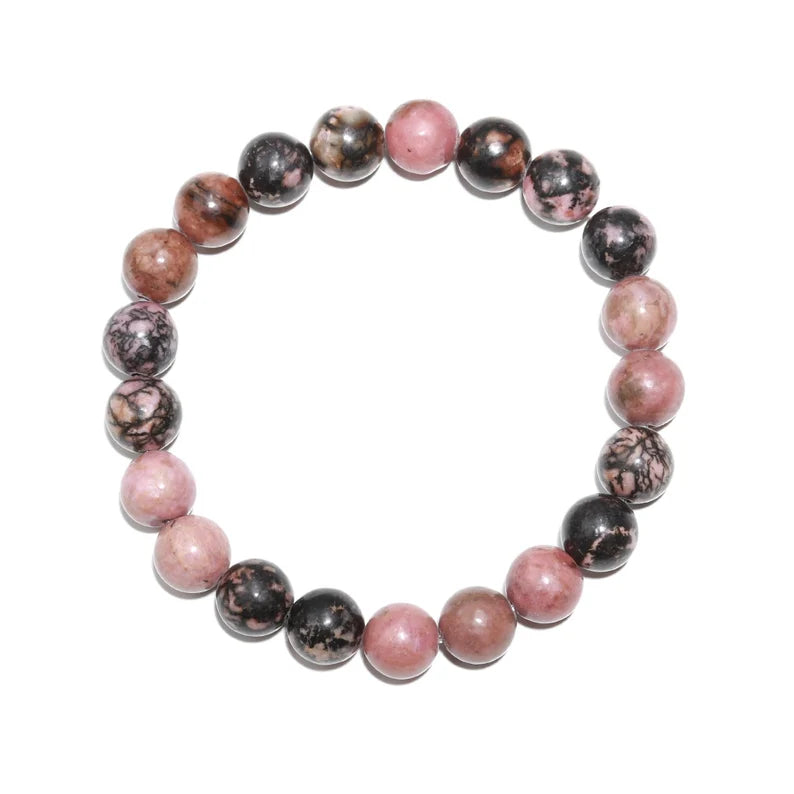 Rhodochrosite Healing Crystal 8 mm Smooth Round Beaded 7 Inches bracelet