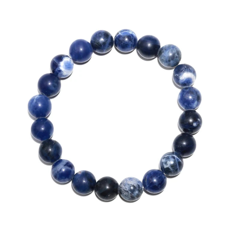 African Natural Blue Sodalite Crystal Jewelry 8 mm Round Smooth 7 Inches Bracelet