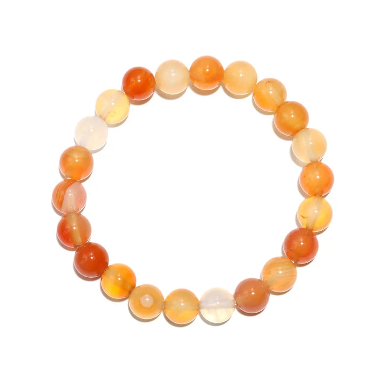 Carnelian Bead Crystal 8 mm Round Healing 7 Inches Stretch Bracelet