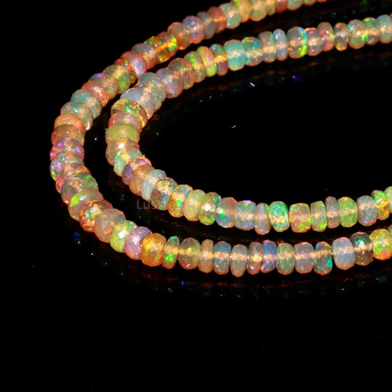 Ethiopian Opal Faceted Rondelle Beads 100% Natural Ethiopia Opal Beads