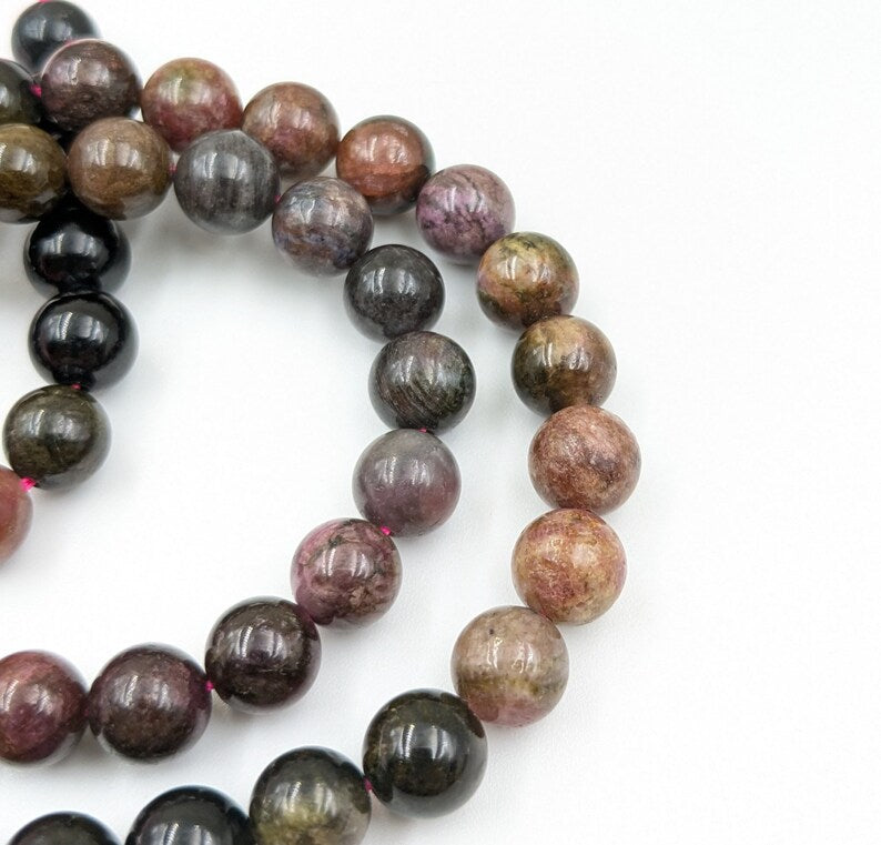 Multi Tourmaline Smooth Round Natural Multicolor 8 mm Beads For Jewelry Making