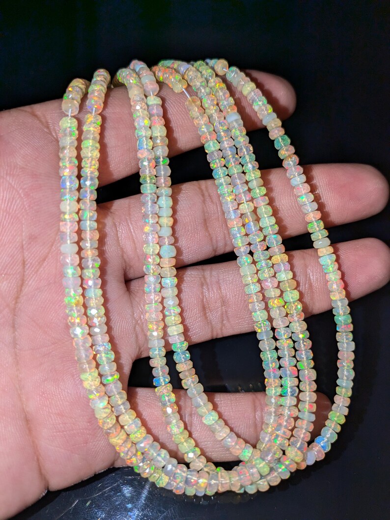 Ethiopian Opal Faceted Rondelle Beads 3 - 5 mm Ethiopian Opal Beads 100% Natural Ethiopia Opal Beads