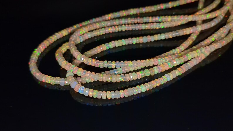 Ethiopian Opal Faceted Rondelle Beads 3 - 5 mm Ethiopian Opal Beads 100% Natural Ethiopia Opal Beads