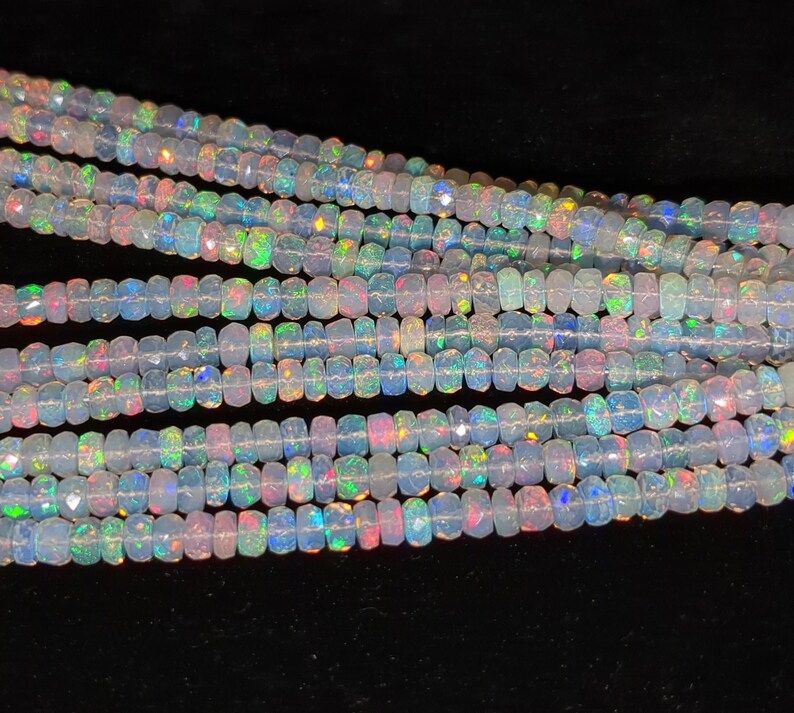 Ethiopian Opal Faceted Rondelle Beads 100% Natural Welo Fire Ethiopian Opal Beads