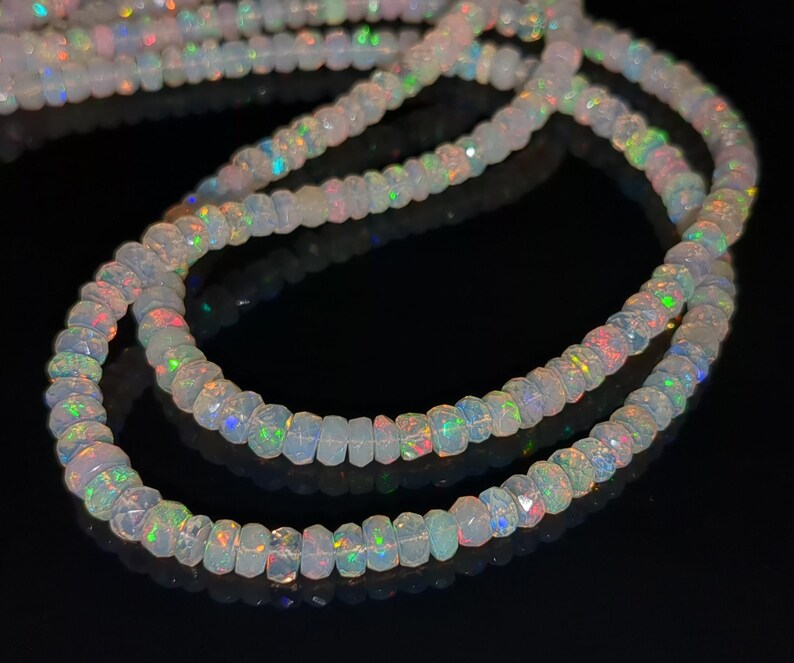 Ethiopian Opal Faceted Rondelle Beads 100% Natural Welo Fire Ethiopian Opal Beads