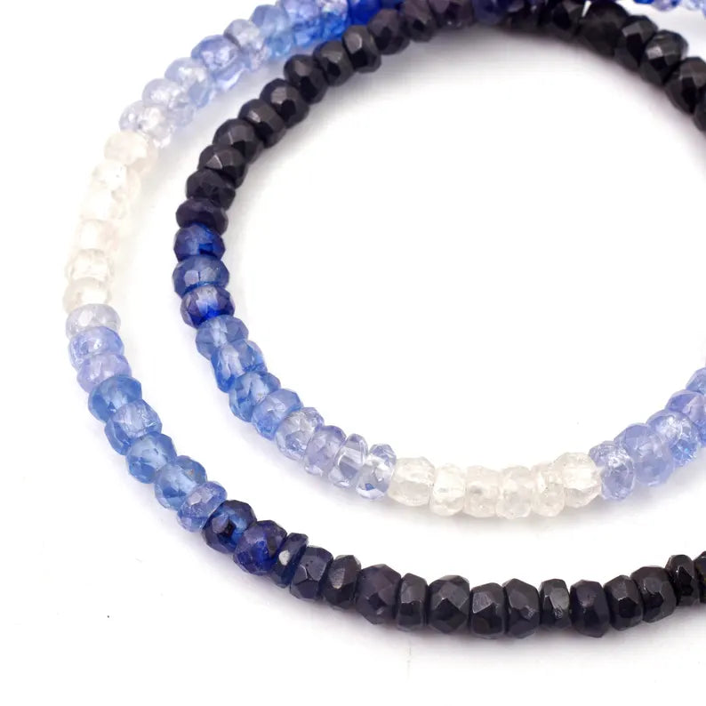 Blue Sapphire Shaded Necklace 3.5 - 4.5 mm