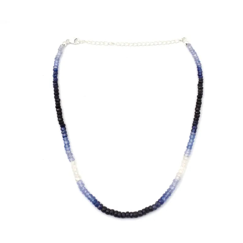 Blue Sapphire Shaded Necklace 3.5 - 4.5 mm