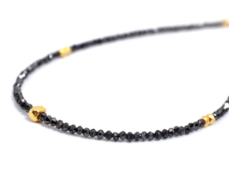 AAA+ Black Diamond Necklace 1.6 - 2 mm