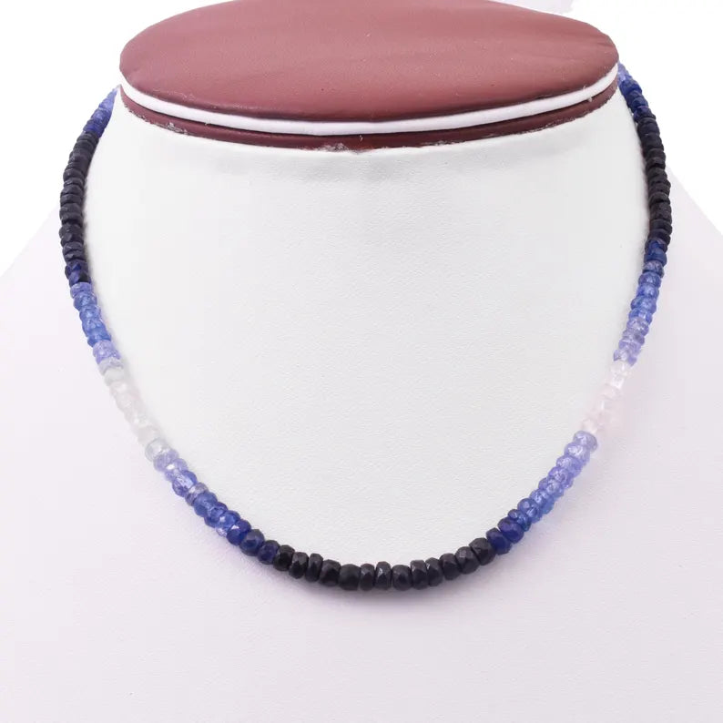 Blue Sapphire Shaded Necklace 3.5 - 4.5 mm