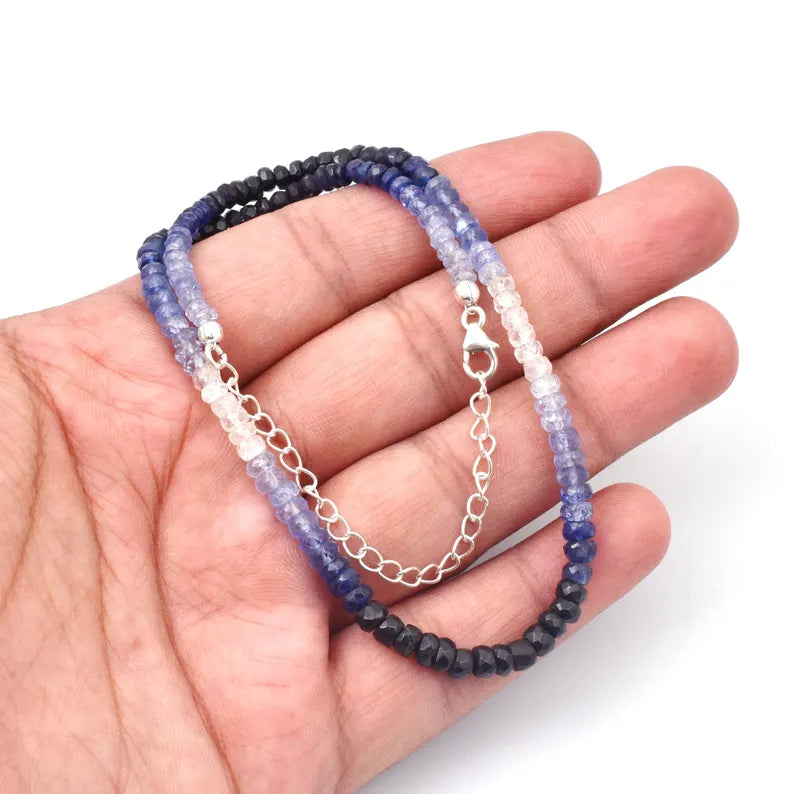 Blue Sapphire Shaded Necklace 3.5 - 4.5 mm