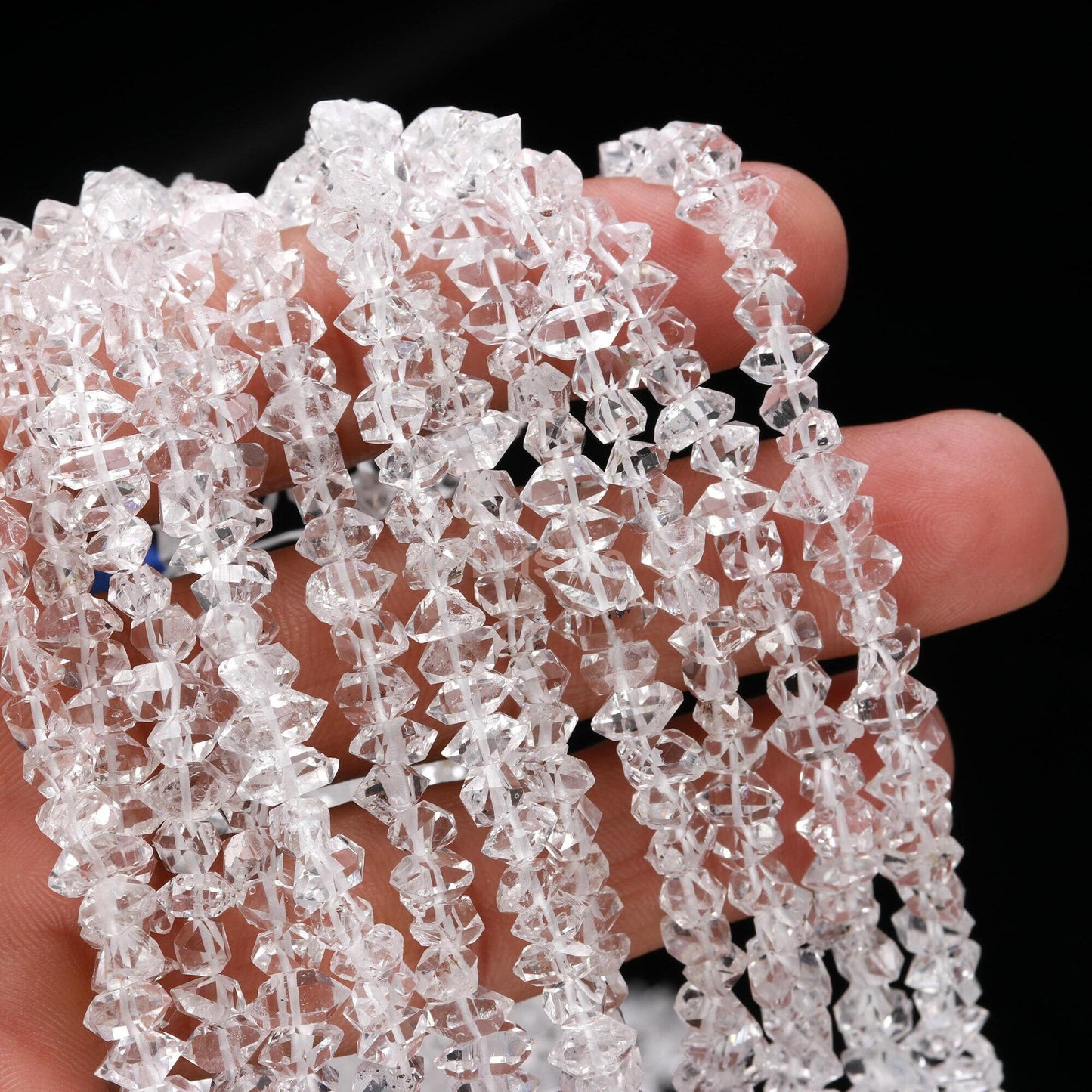 AAA+ Grade Super Clear Natural Herkimer Diamond Quartz Beads 6 - 9mm Clear White Herkimer Diamond Quartz Nuggets Beads Herkimer Rough Stone